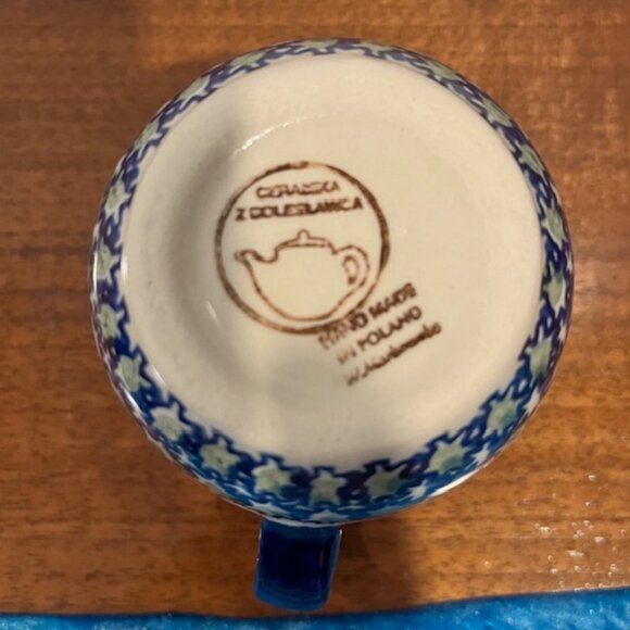 Ceramika Polish Pottery 4oz Creamer Pitcher Orange Poppy Flowers - Picture 4 of 4